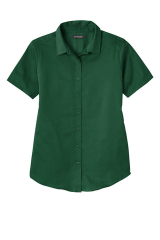 Port Authority Ladies Short Sleeve SuperPro ReactTwill Shirt (Dark Green)