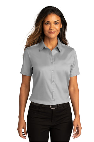 Port Authority Ladies Short Sleeve SuperPro ReactTwill Shirt (Gusty Grey)