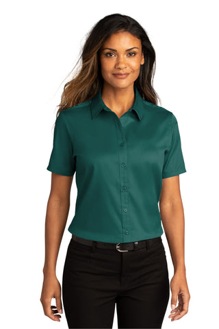 Port Authority Ladies Short Sleeve SuperPro ReactTwill Shirt (Marine Green)