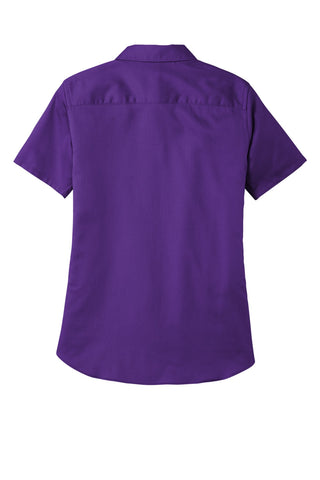 Port Authority Ladies Short Sleeve SuperPro ReactTwill Shirt (Purple)