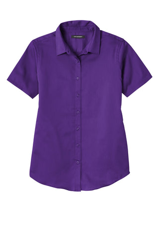 Port Authority Ladies Short Sleeve SuperPro ReactTwill Shirt (Purple)