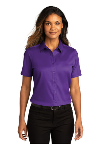 Port Authority Ladies Short Sleeve SuperPro ReactTwill Shirt (Purple)