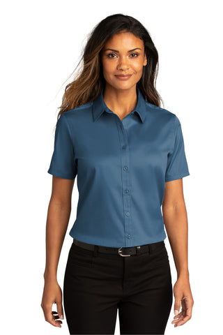 Port Authority Ladies Short Sleeve SuperPro ReactTwill Shirt (Regatta Blue)