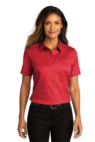 Port Authority Ladies Short Sleeve SuperPro ReactTwill Shirt (Rich Red)