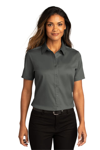 Port Authority Ladies Short Sleeve SuperPro ReactTwill Shirt (Storm Grey)