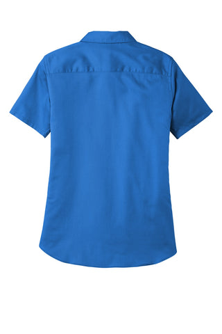 Port Authority Ladies Short Sleeve SuperPro ReactTwill Shirt (Strong Blue)