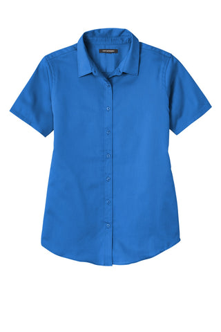 Port Authority Ladies Short Sleeve SuperPro ReactTwill Shirt (Strong Blue)