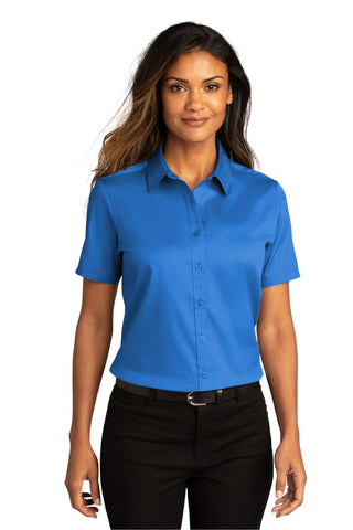 Port Authority Ladies Short Sleeve SuperPro ReactTwill Shirt (Strong Blue)