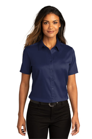 Port Authority Ladies Short Sleeve SuperPro ReactTwill Shirt (True Navy)