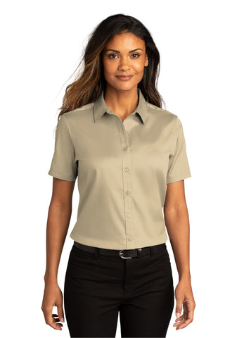 Port Authority Ladies Short Sleeve SuperPro ReactTwill Shirt (Wheat)