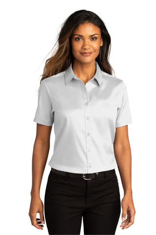 Port Authority Ladies Short Sleeve SuperPro ReactTwill Shirt (White)