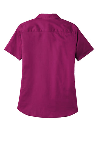 Port Authority Ladies Short Sleeve SuperPro ReactTwill Shirt (Wild Berry)