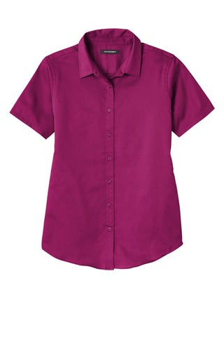 Port Authority Ladies Short Sleeve SuperPro ReactTwill Shirt (Wild Berry)