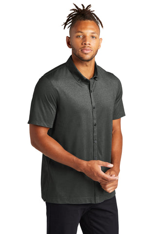 Mercer+Mettle Stretch Pique Full-Button Polo (Anchor Grey Heather)