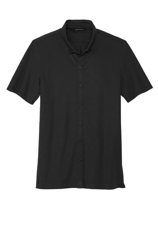 Mercer+Mettle Stretch Pique Full-Button Polo (Deep Black)