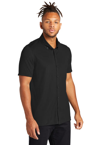 Mercer+Mettle Stretch Pique Full-Button Polo (Deep Black)