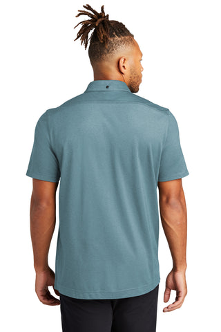 Mercer+Mettle Stretch Pique Full-Button Polo (Parisian Blue Heather)