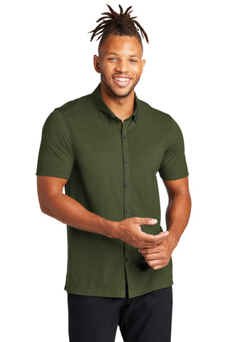 Mercer+Mettle Stretch Pique Full-Button Polo (Townsend Green)