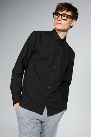 Mercer+Mettle Long Sleeve Stretch Woven Shirt (Deep Black)