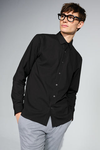 Mercer+Mettle Long Sleeve Stretch Woven Shirt (Night Navy)