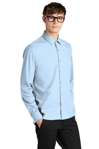 Mercer+Mettle Long Sleeve Stretch Woven Shirt (Air Blue End On End)