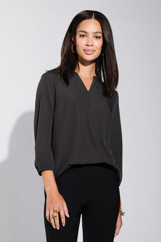 Mercer+Mettle Women's Stretch Crepe 3/4-Sleeve Blouse (Deep Black)