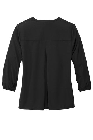 Mercer+Mettle Women's Stretch Crepe 3/4-Sleeve Blouse (Deep Black)