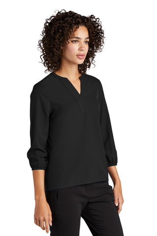 Mercer+Mettle Women's Stretch Crepe 3/4-Sleeve Blouse (Deep Black)