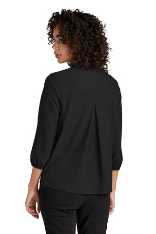 Mercer+Mettle Women's Stretch Crepe 3/4-Sleeve Blouse (Deep Black)