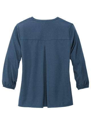 Mercer+Mettle Women's Stretch Crepe 3/4-Sleeve Blouse (Insignia Blue)