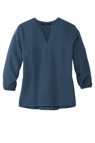 Mercer+Mettle Women's Stretch Crepe 3/4-Sleeve Blouse (Insignia Blue)