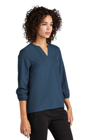 Mercer+Mettle Women's Stretch Crepe 3/4-Sleeve Blouse (Insignia Blue)