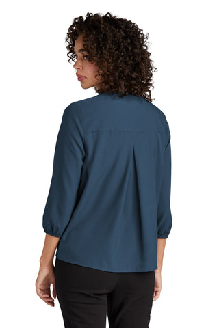 Mercer+Mettle Women's Stretch Crepe 3/4-Sleeve Blouse (Insignia Blue)