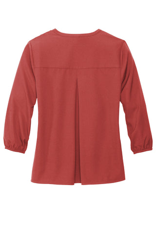 Mercer+Mettle Women's Stretch Crepe 3/4-Sleeve Blouse (Terracotta)