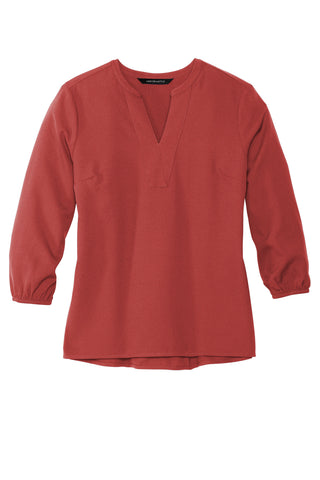 Mercer+Mettle Women's Stretch Crepe 3/4-Sleeve Blouse (Terracotta)