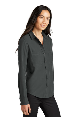 Mercer+Mettle Women's Stretch Crepe Long Sleeve Camp (Anchor Grey)