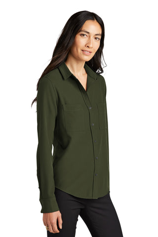 Mercer+Mettle Women's Stretch Crepe Long Sleeve Camp (Townsend Green)