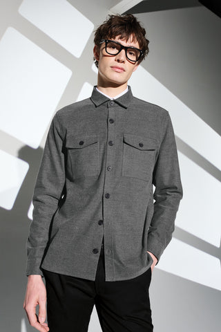 Mercer+Mettle Long Sleeve Twill Overshirt (Light Anchor Grey Heather)