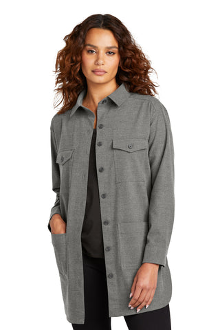 Mercer+Mettle Women's Long Sleeve Twill Overshirt (Light Anchor Grey Heather)