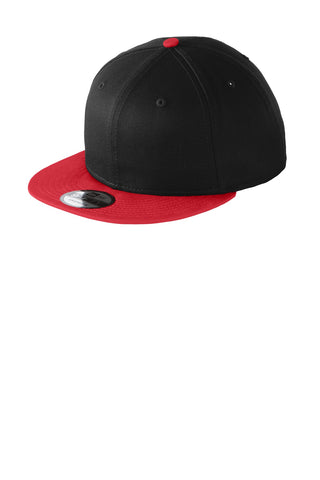 New Era Flat Bill Snapback Cap (Black/ Scarlet)