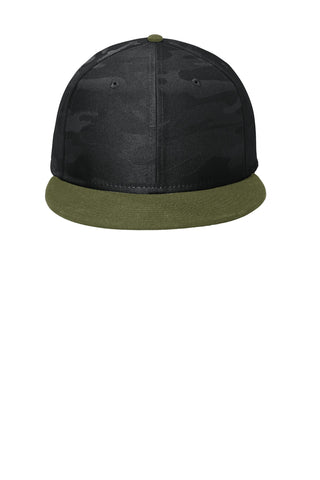 New Era Camo Flat Bill Snapback Cap (Army/ Black Camo)