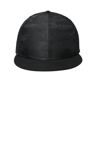 New Era Camo Flat Bill Snapback Cap (Black/ Black Camo)