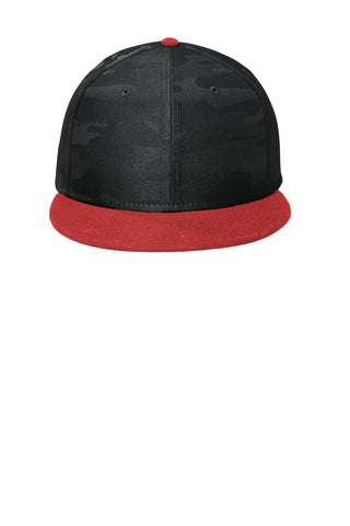 New Era Camo Flat Bill Snapback Cap (Scarlet/ Black Camo)