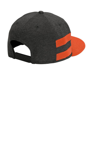 New Era Shadow Heather Striped Flat Bill Snapback Cap (Black Shadow Heather/ Deep Orange)