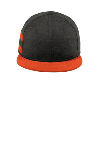 New Era Shadow Heather Striped Flat Bill Snapback Cap (Black Shadow Heather/ Deep Orange)