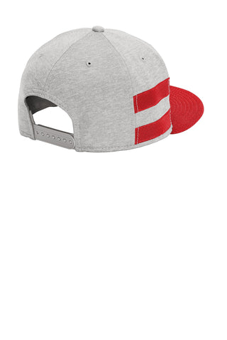 New Era Shadow Heather Striped Flat Bill Snapback Cap (Shadow Heather/ Scarlet)