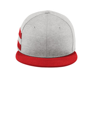 New Era Shadow Heather Striped Flat Bill Snapback Cap (Shadow Heather/ Scarlet)