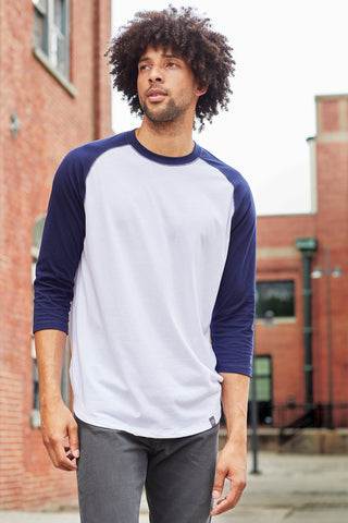 New Era Heritage Blend 3/4-Sleeve Baseball Raglan Tee (Black/ White)