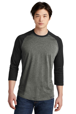 New Era Heritage Blend 3/4-Sleeve Baseball Raglan Tee (Black/ Black Twist)