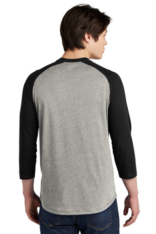 New Era Heritage Blend 3/4-Sleeve Baseball Raglan Tee (Black/ Rainstorm Grey Heather)